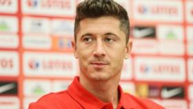 Lewandowski en la rueda de prensa de Polonia. Foto: pzpn.pl