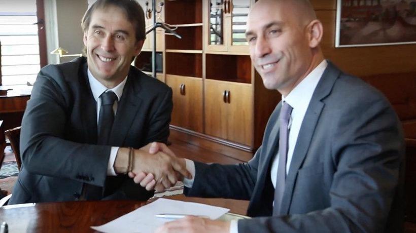 Julen Lopetegui, junto a Rubiales