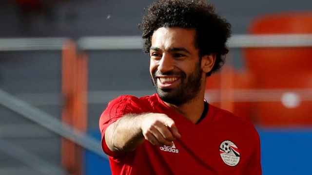 Mohamed Salah durante el último entrenamiento de Egipto antes del partido ante Uruguay.
