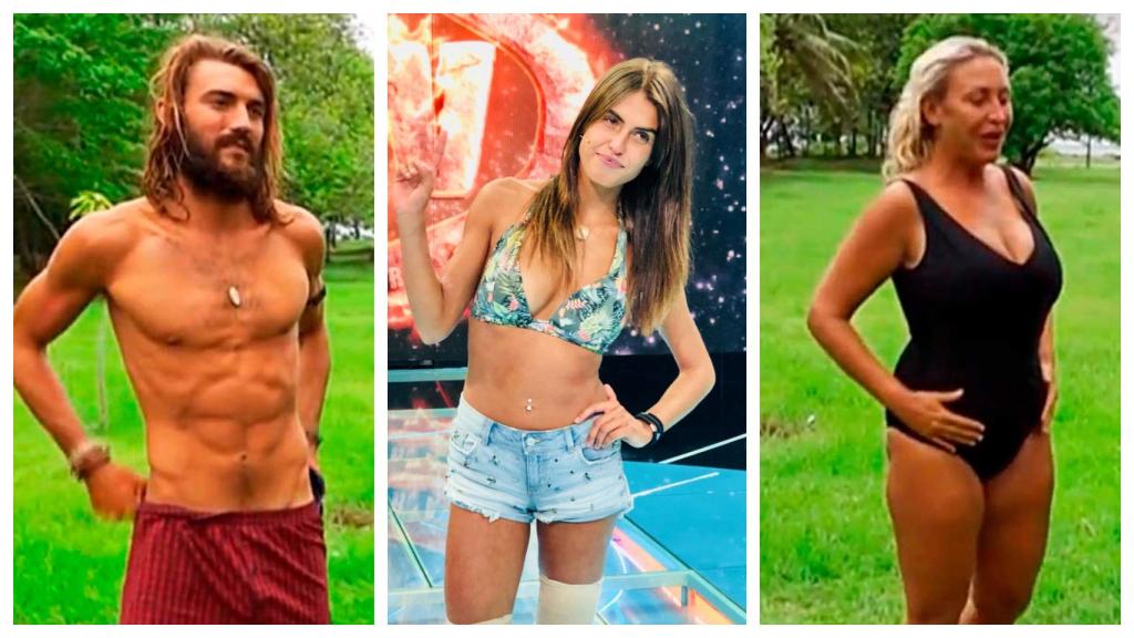 Los tres finalistas frente al espejo después del concurso.