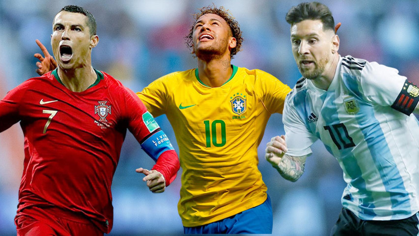 Cristiano Ronaldo, Neymar y Leo Messi