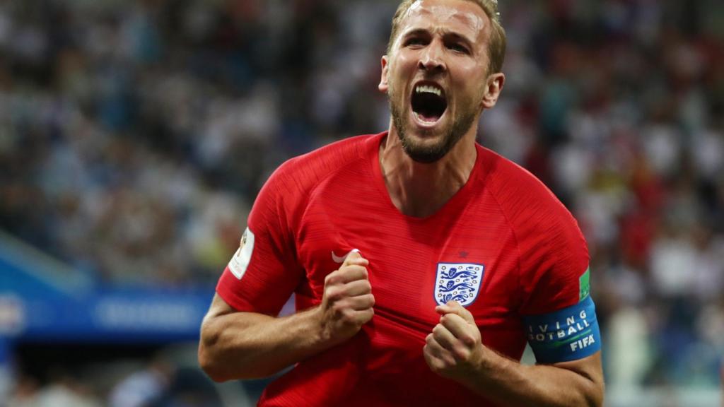 Harry Kane celebra su segundo gol ante Túnez.