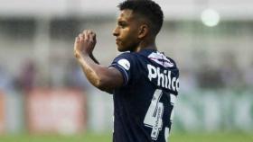 Rodrygo celebra un gol con el Santos. Foto santos.com.br