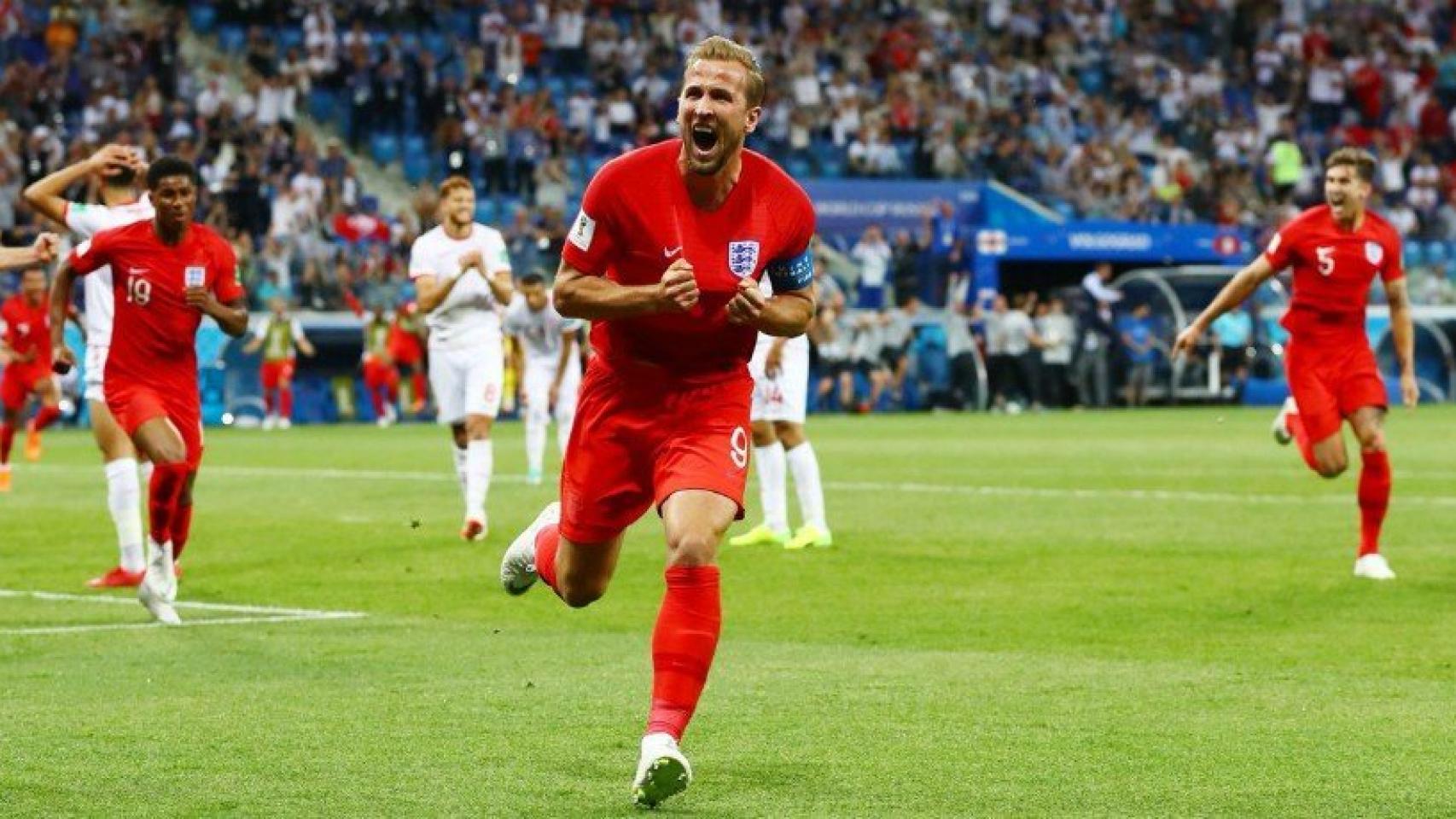 Kane celebra el segundo gol ante Túnez. Foto: Twitter (@England)