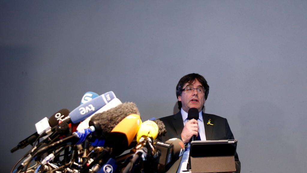 Carles Puigdemont, en una rueda de prensa en Berlín.