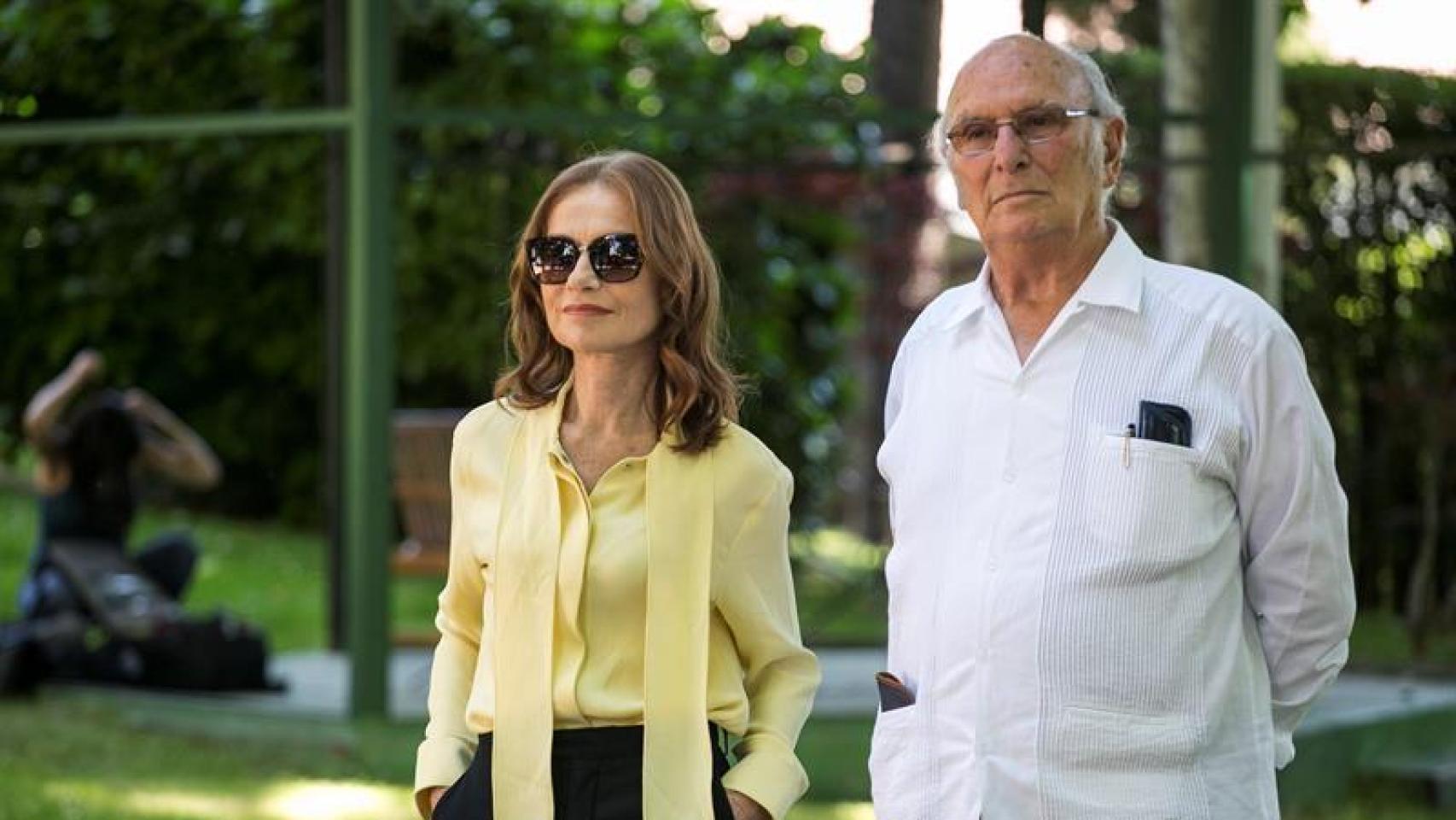 Carlos Saura e Isabelle Huppert en Madrid.