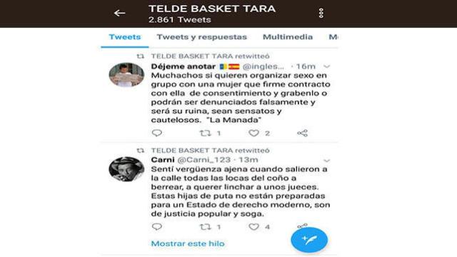 Los mensajes que se retuitearon desde la cuenta del Club Baloncesto Tara.