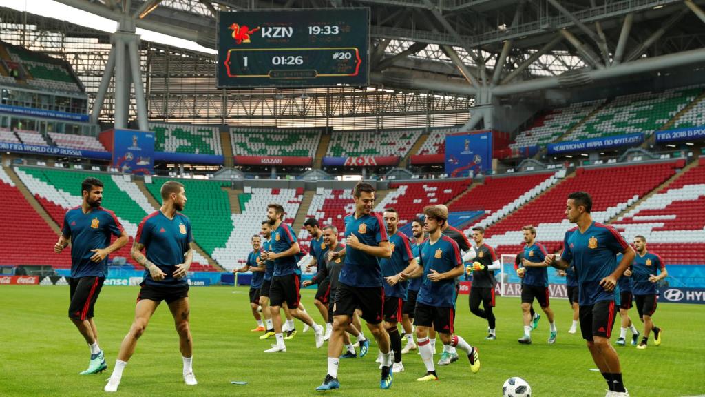 El entrenamiento de España en Kazán, ciudad del partido ante Irán.