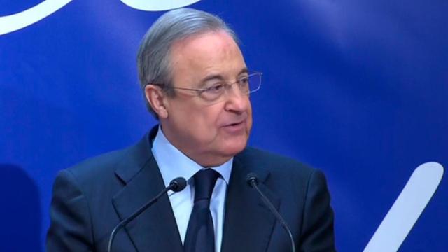 Florentino Pérez durante la recepción en el Ayuntamiento de Madrid