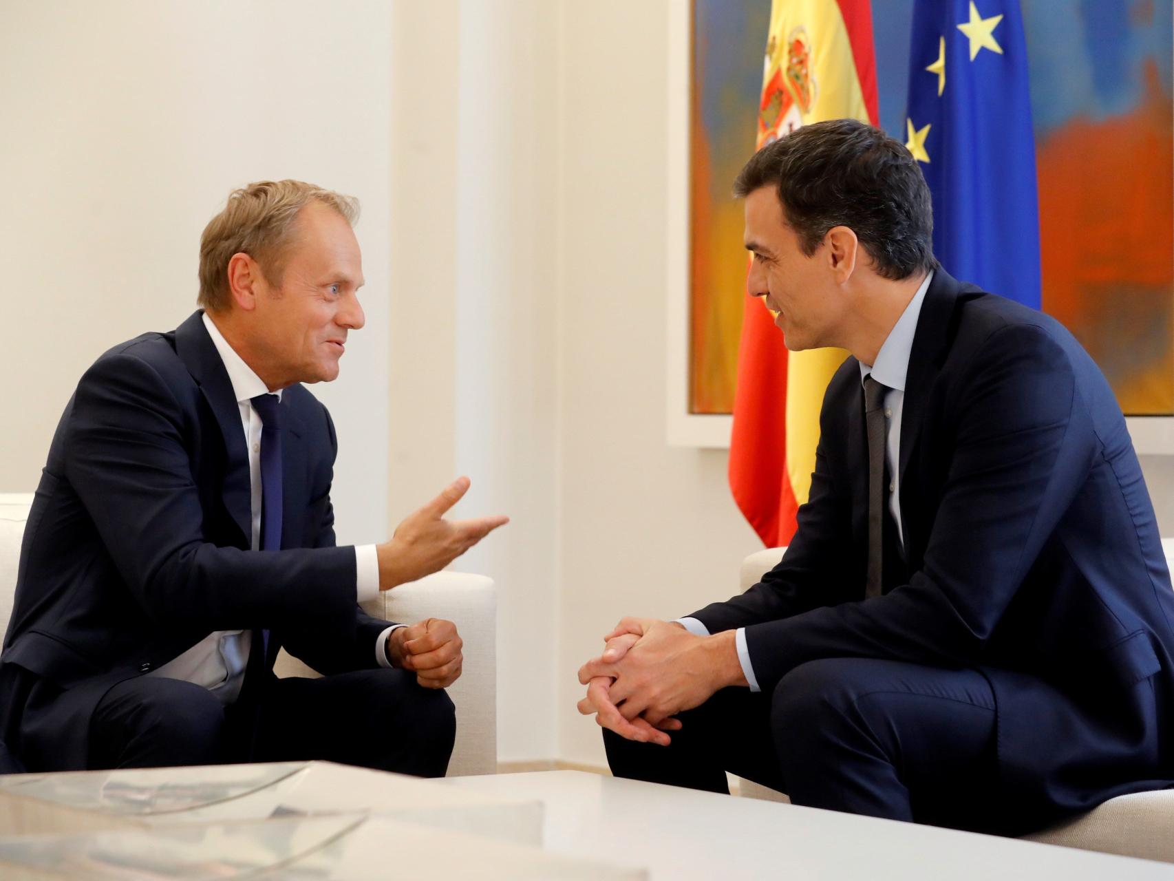 Sánchez recibió este martes en Moncloa al presidente del Consejo Europeo, Donald Tusk