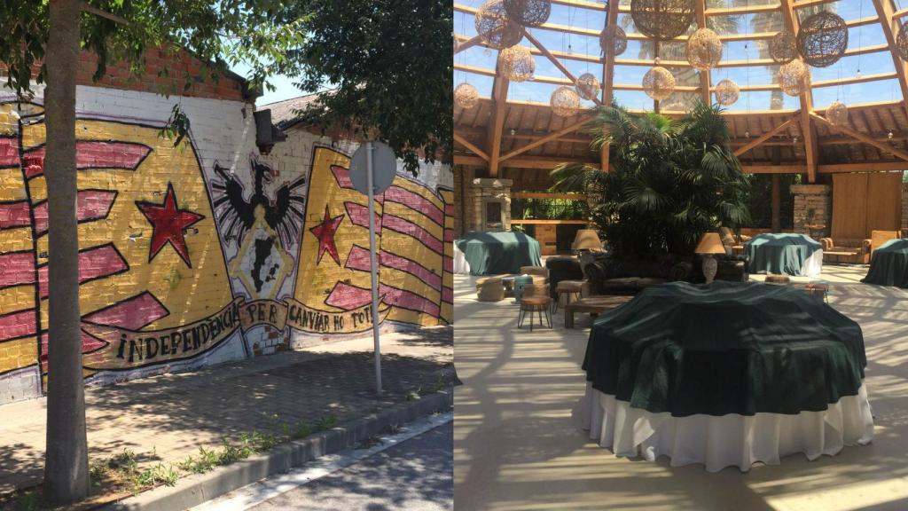 Pintada independentista en Girona y el salón de boda que la familia Roca ha cedido a los Reyes.