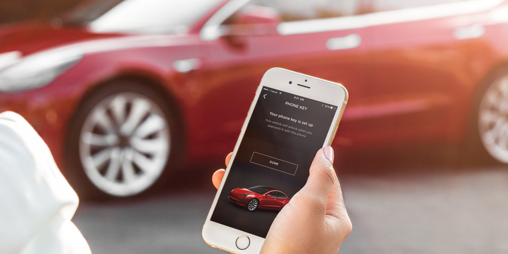 tesla llave coche smartphone