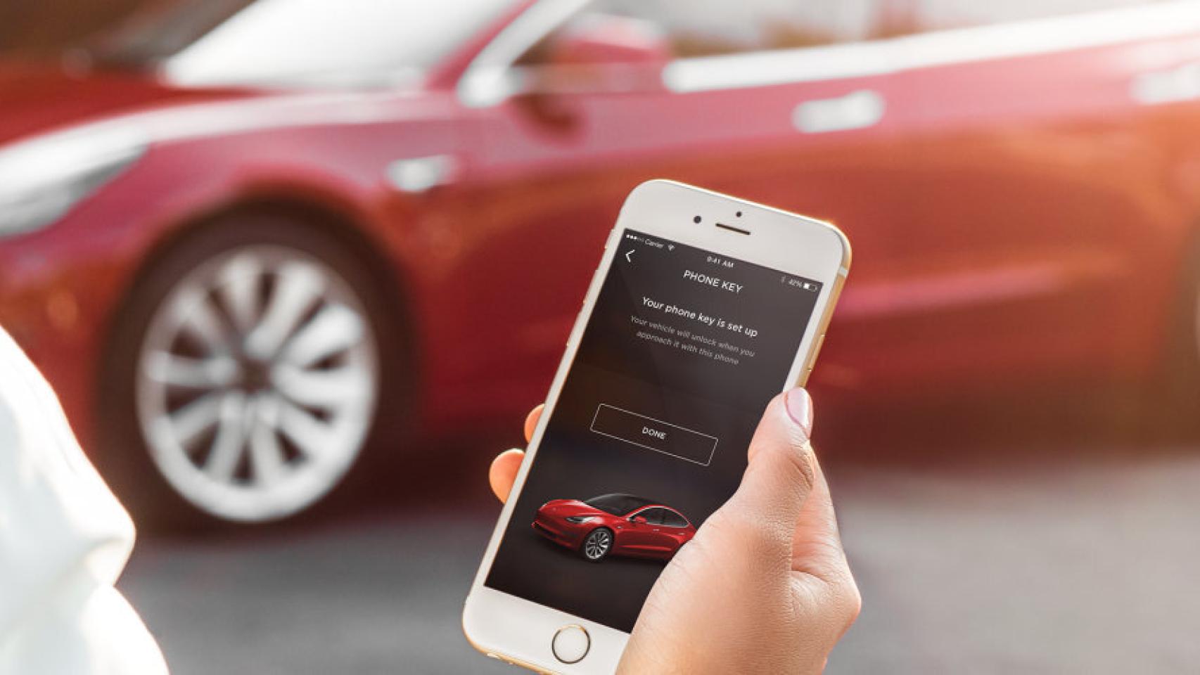 tesla llave coche smartphone