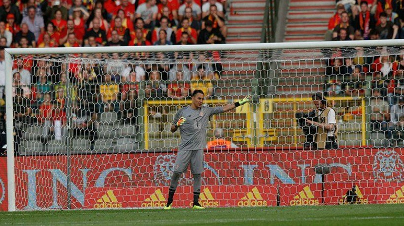 Keylor Navas en el partido ante Bélgica. Foto Twitter (@fedefutbolcrc)