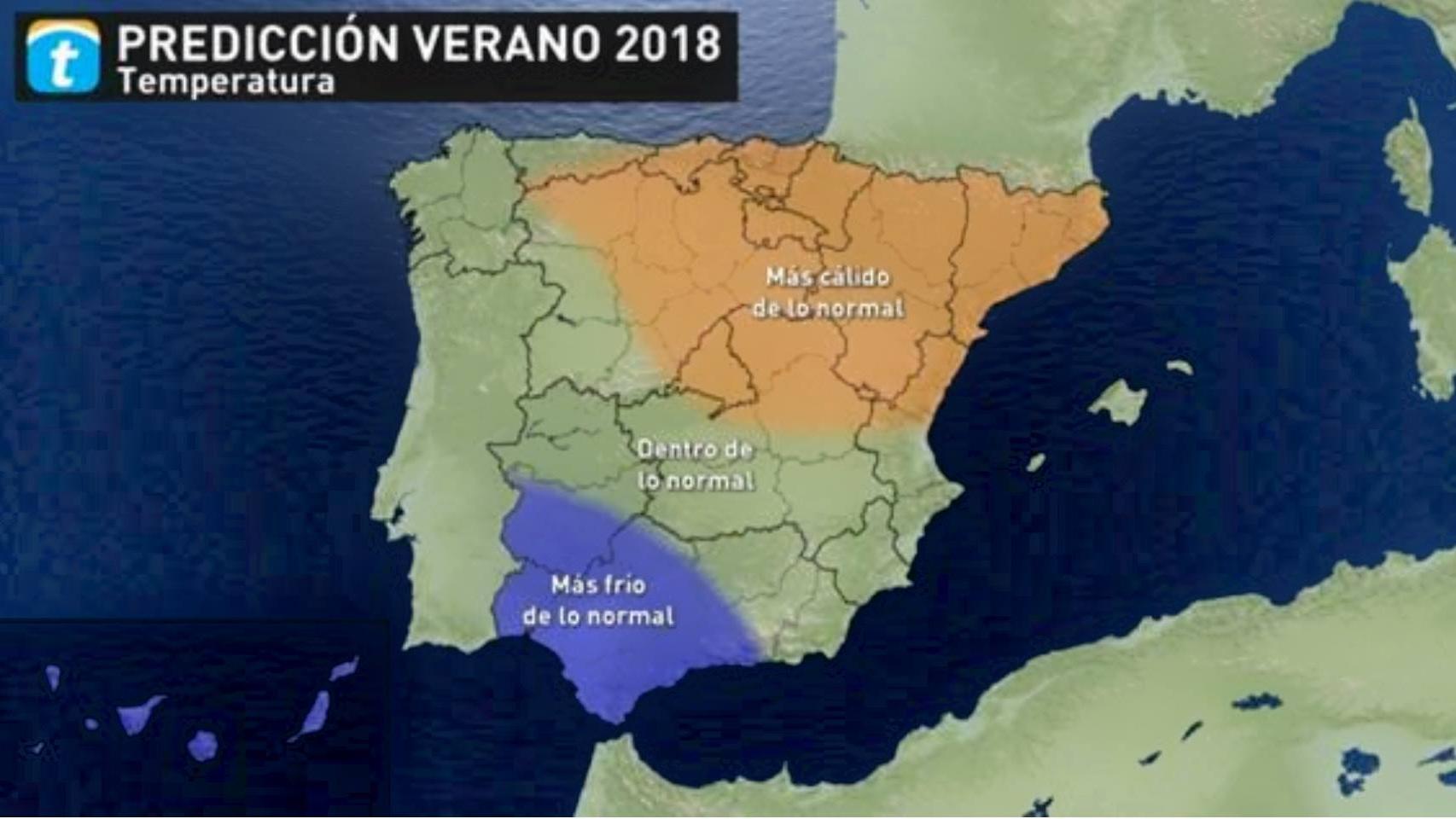 Distribución de las anomalías de temperaturas previstas.