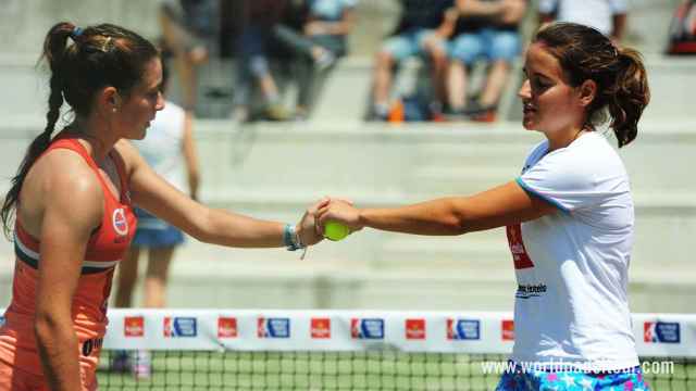 Marta Ortega y Ariana Saìnchez , en los cuartos de Valladolid del Open 2018