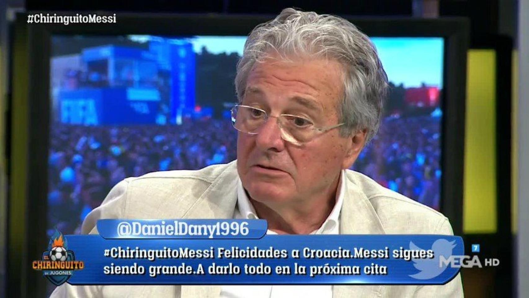 D'Alessandro en El Chiringuito. Foto: Twitter (@elchiringuitotv)