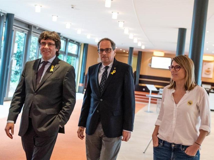 Quim Torra, junto a Carles Puigdemont y Elsa Artadi en  Berlín.