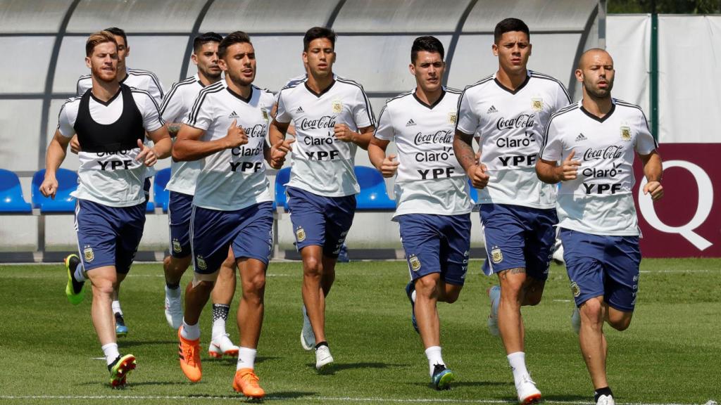 Entrenamiento de la selección argentina en Rusia.