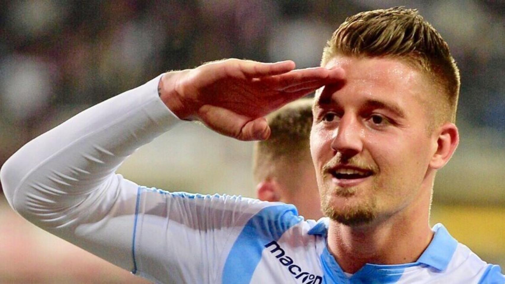 Milinkovic-Savic durante una celebración con la Lazio. Foto: @OfficialSSLazio