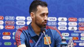 Busquets, en rueda de prensa. Foto Twitter (@SeFutbol)