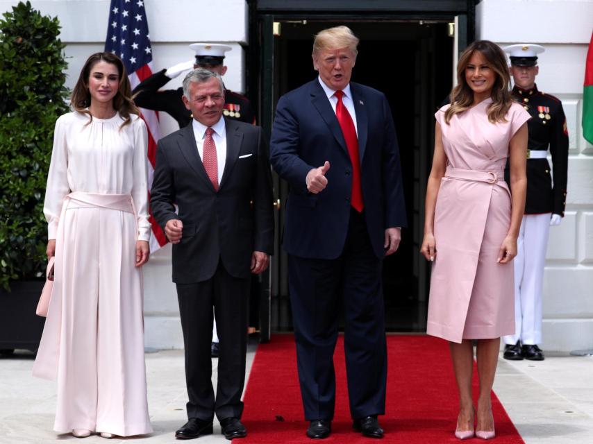 Rania de Jordania, el rey Abdallá, Donald Trump y la primera dama Melania.