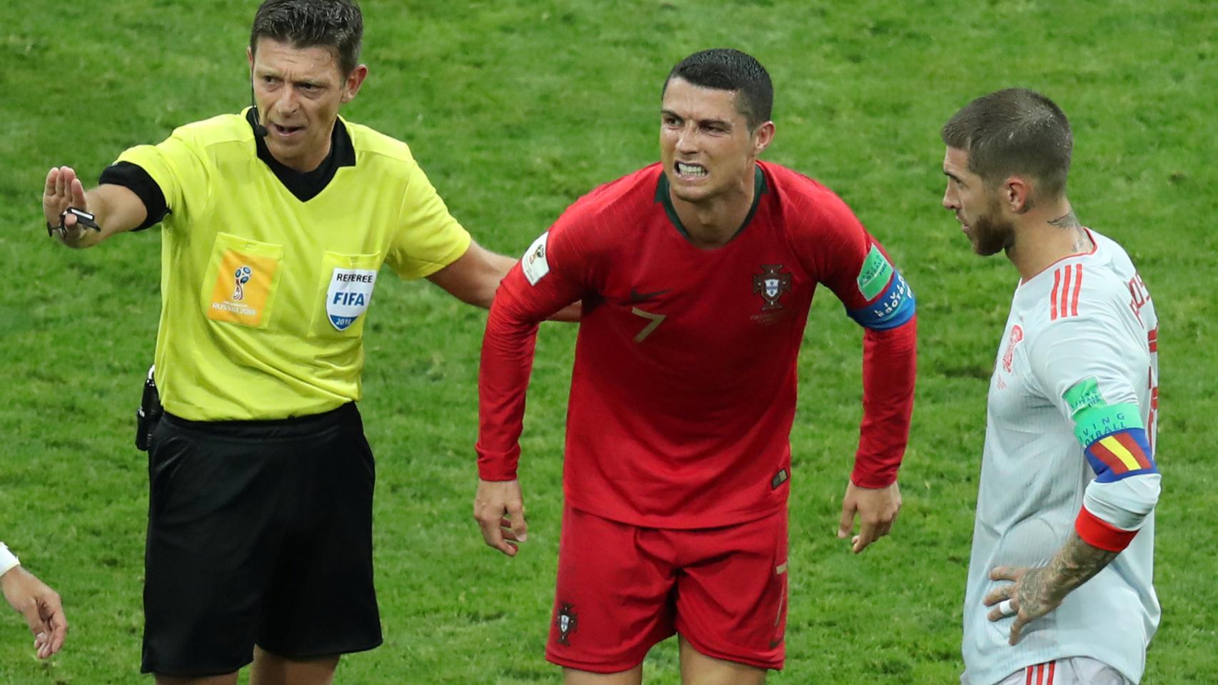 Cristiano y Sergio Ramos en el Portugal - España.