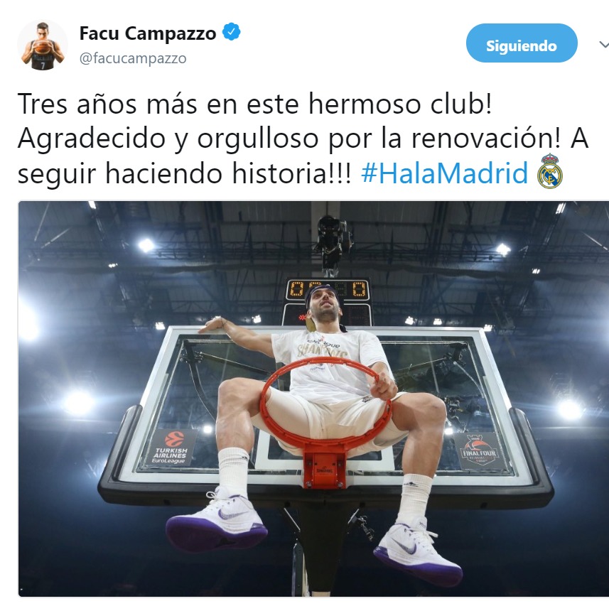 Mensaje de Campazzo al madridismo