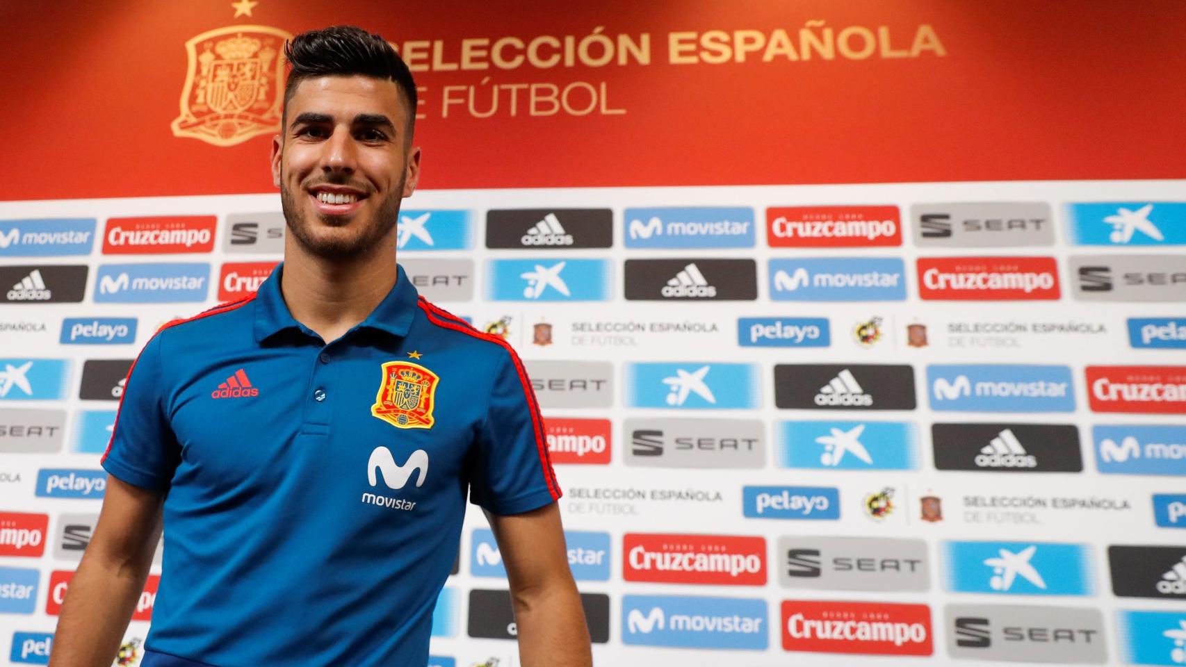 Marco Asensio durante la rueda de prensa del Mundial de Rusia.