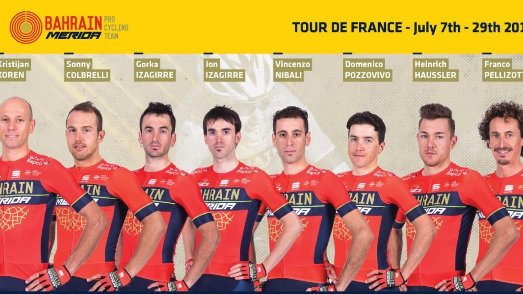 Equipo de Bahrain Merida para el Tour de Francia 2018