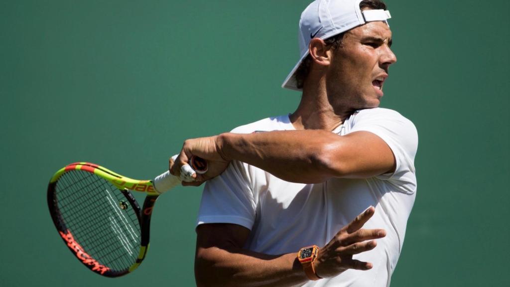 Nadal, durante un entrenamiento en Wimbledon.