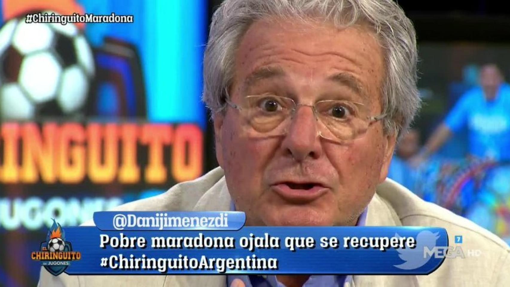 Jorge D'Alessandro en El Chiringuito. Foto: Twitter (@elchiringuitotv)