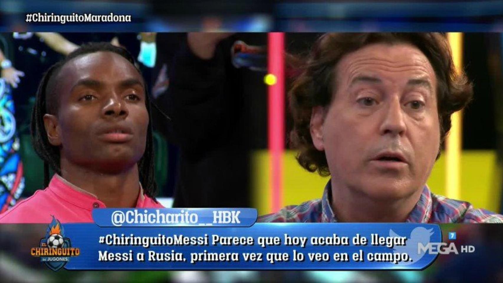 Balboa debate en El Chiringuito con Pipi Estrada. Foto: Twitter (@elchiringuitotv)