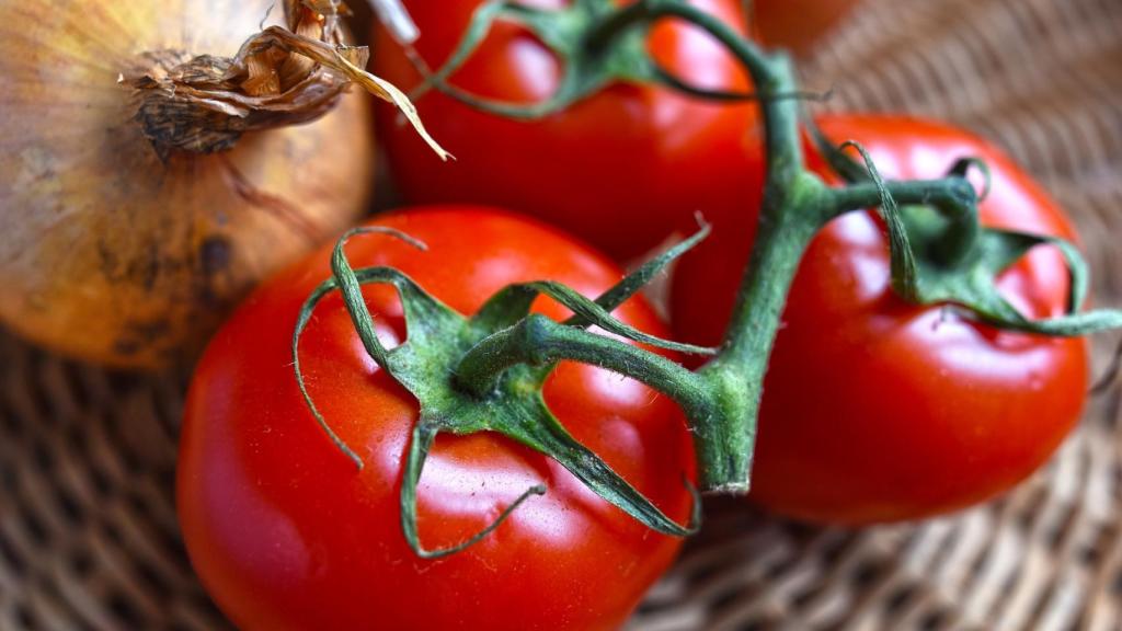 Un par de tomates comprados en el supermercado de la esquina.