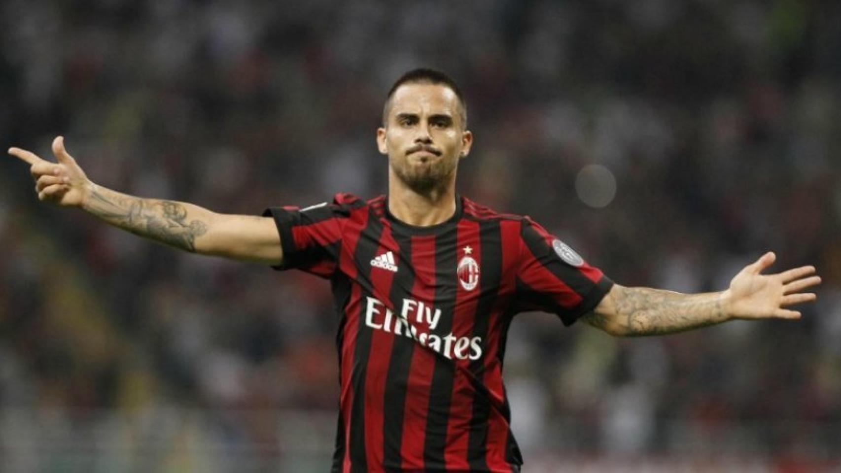 Suso celebra un gol con el Milan. Foto. acmilan.com