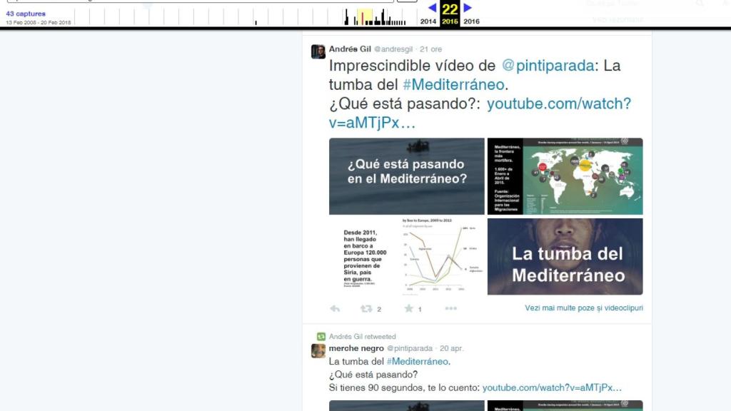 Captura de pantalla del twitter de Andrés Gil del 22 de abril de 2015.