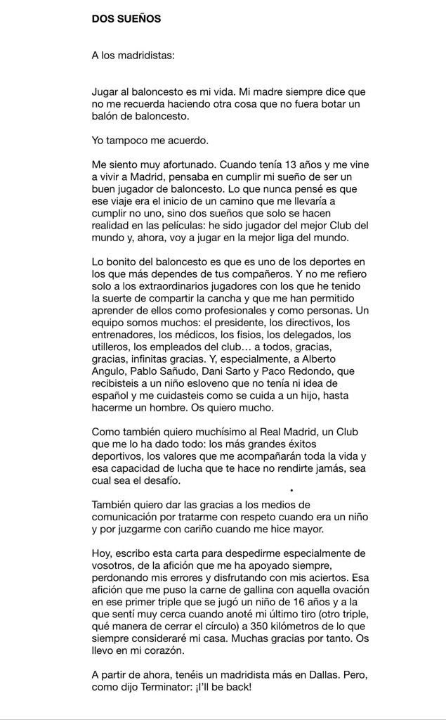 Carta de Luka Doncic