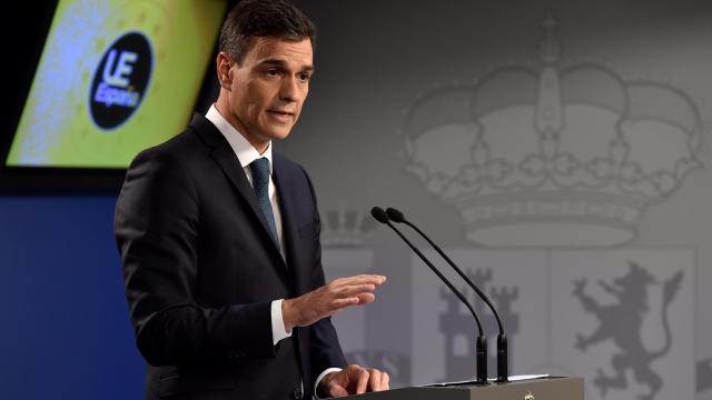 El presidente Sánchez, durante la rueda de prensa final del Consejo Europeo