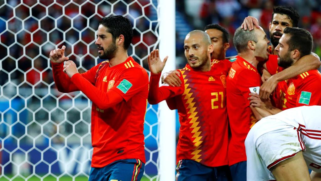 Isco, en la celebración del gol ante Marruecos.