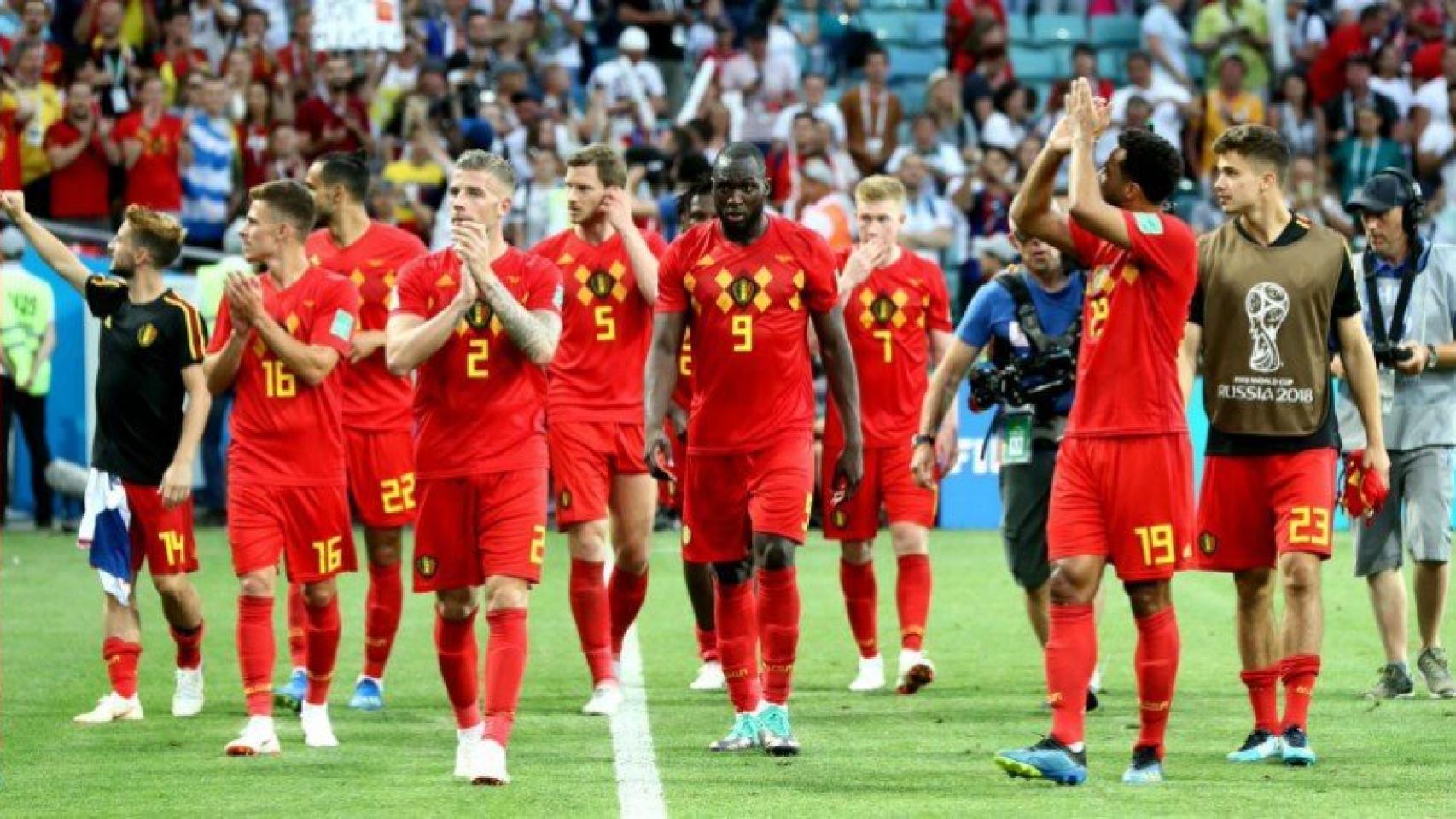 Los jugadores belgas celebran la victoria ante Panamá. Foto: Twitter (@BelRedDevils)