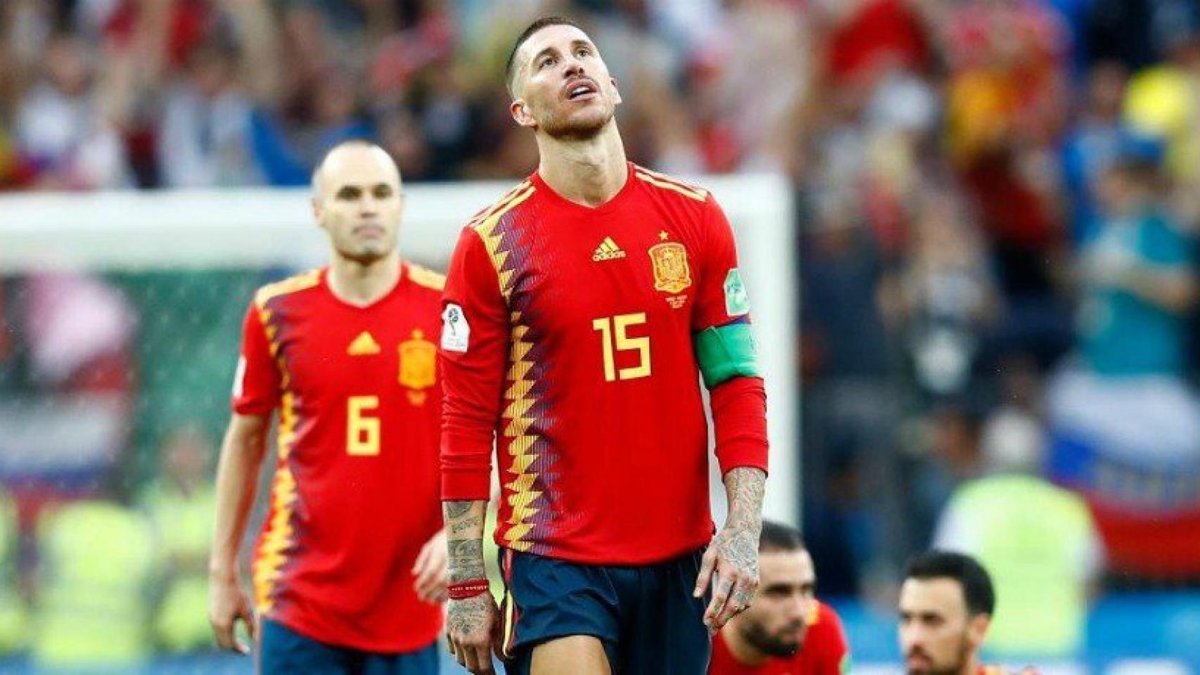 Ramos, tras la eliminación de España del Mundial. Foto Facebook (@SeFutbol)