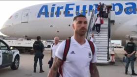 Sergio Ramos, a su llegada a Madrid desde Rusia