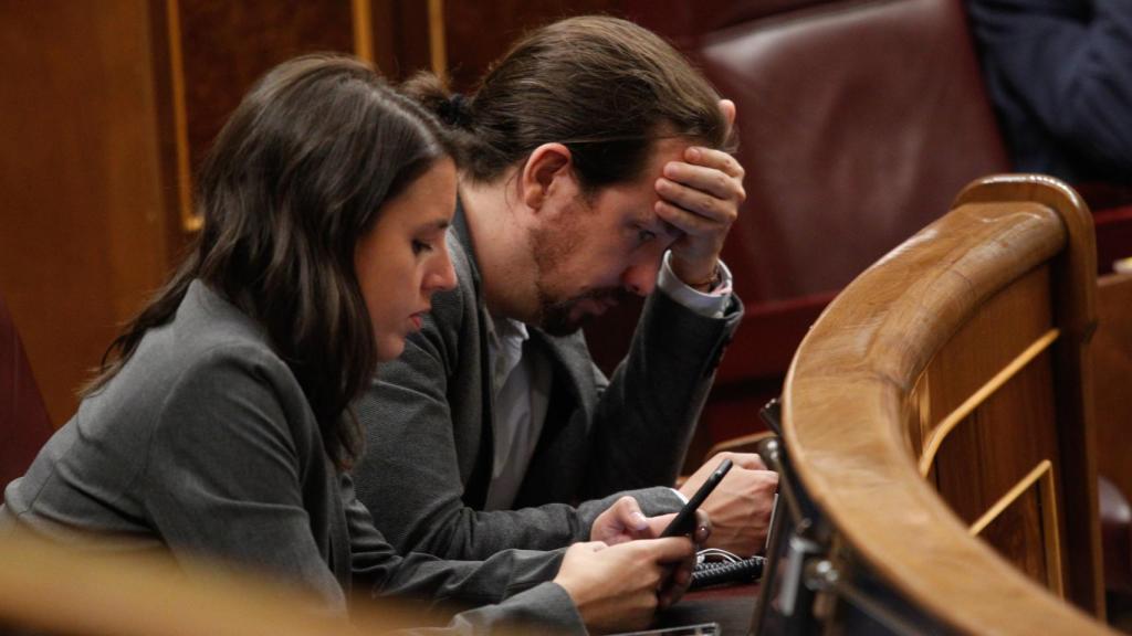 Irene Montero y Pablo Iglesias, en el Congreso de los Diputados.