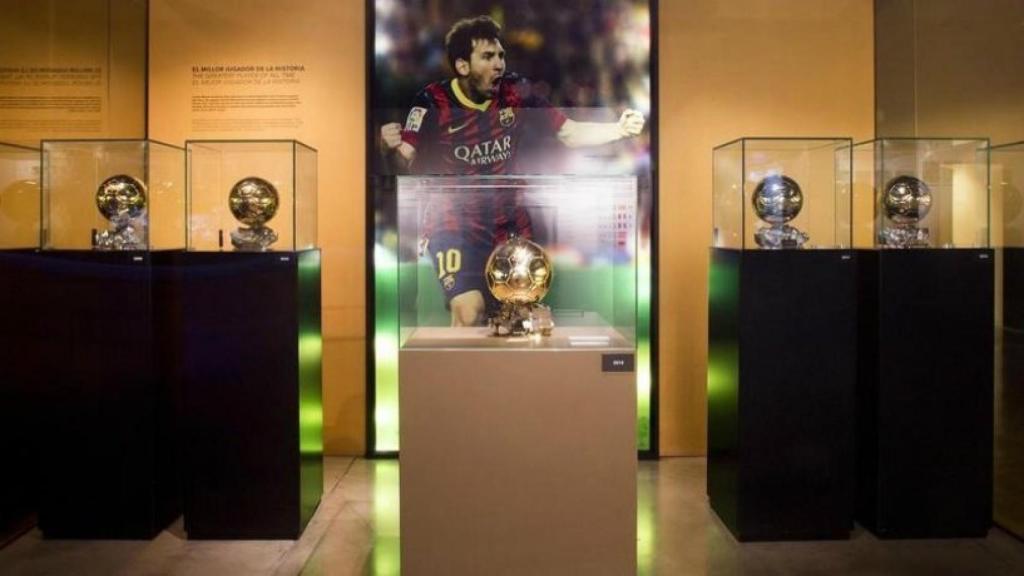 Los Balones de Oro de Messi en el Museo del Barcelona. Foto: fcbarcelona.es