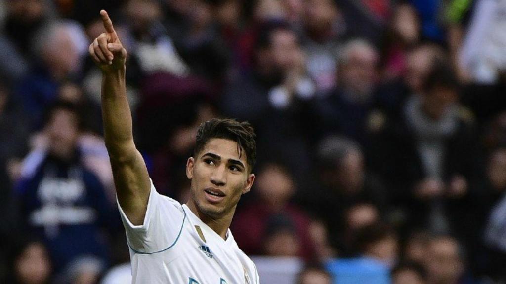 Achraf celebra su gol. Foto Twitter (@ChampionsLeague)