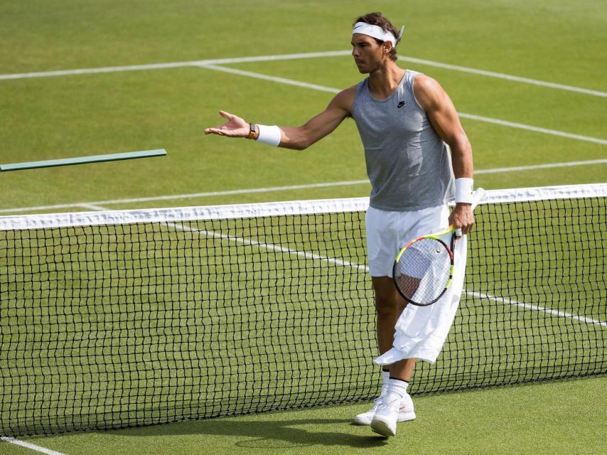 Nadal, en un entrenamiento en Wimbledon.