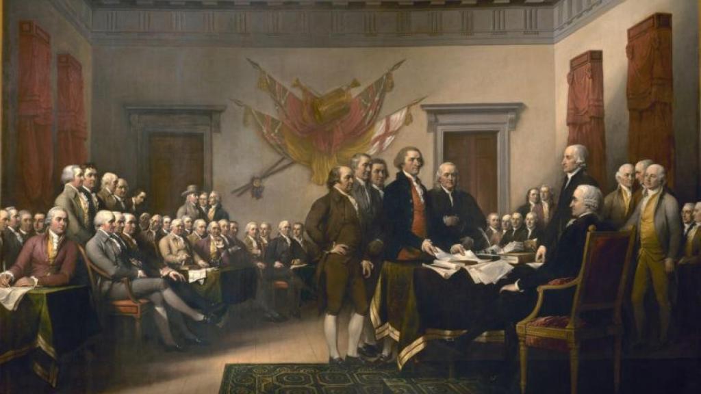 La declaración de independencia retratada por John Trumbull