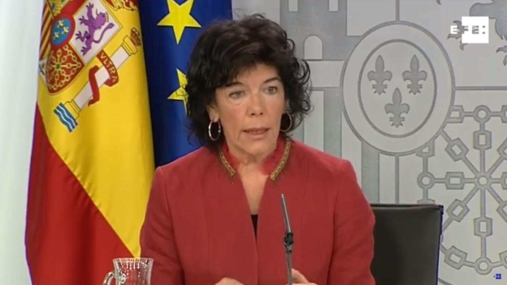 Isabel Celaá, en la rueda de prensa.