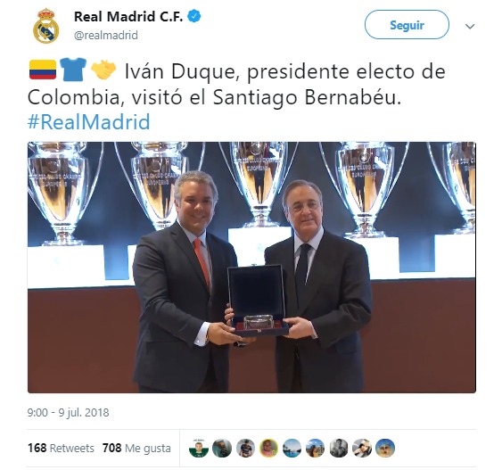 Iván Duque visita el Santiago Bernabeu.