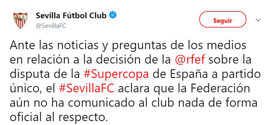 Mensaje del Sevilla a Rubiales